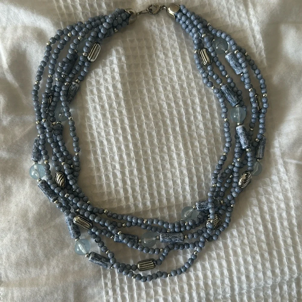 Vintage Blue multistranded necklace - Picture 2 of 5